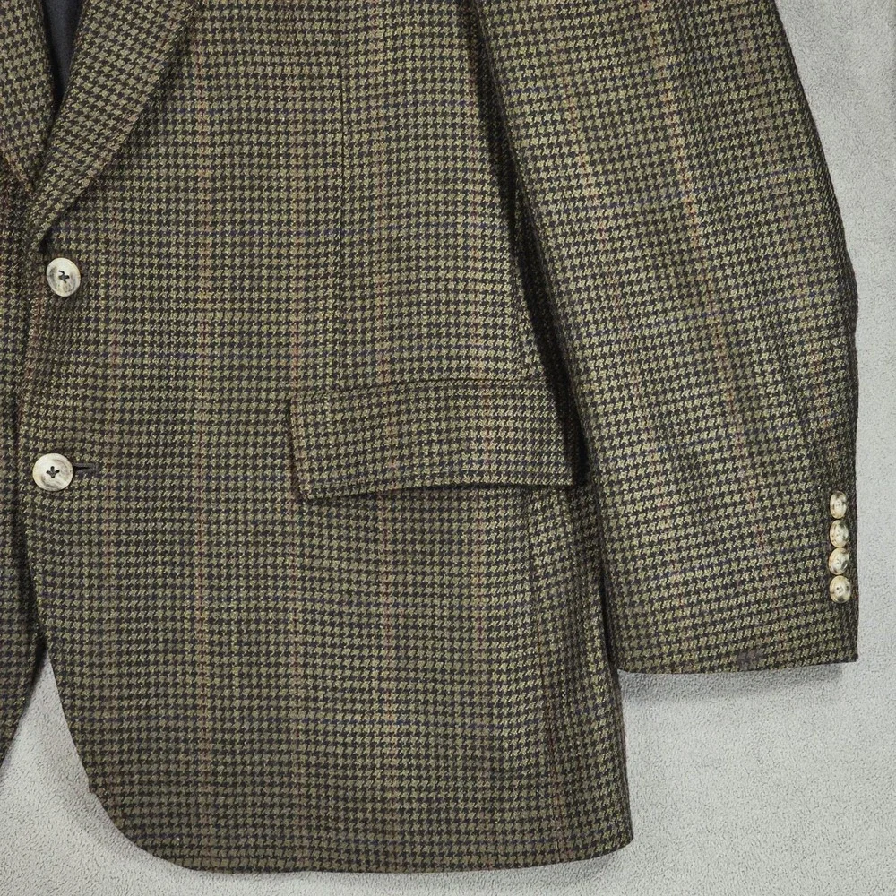 Vtg Nordstrom Sport Coat 44R Men Green Houndstooth 2 Button‎ Academia Preppy USA